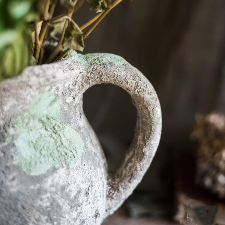 Pompeii Cement Floral Jar - RusticReach
