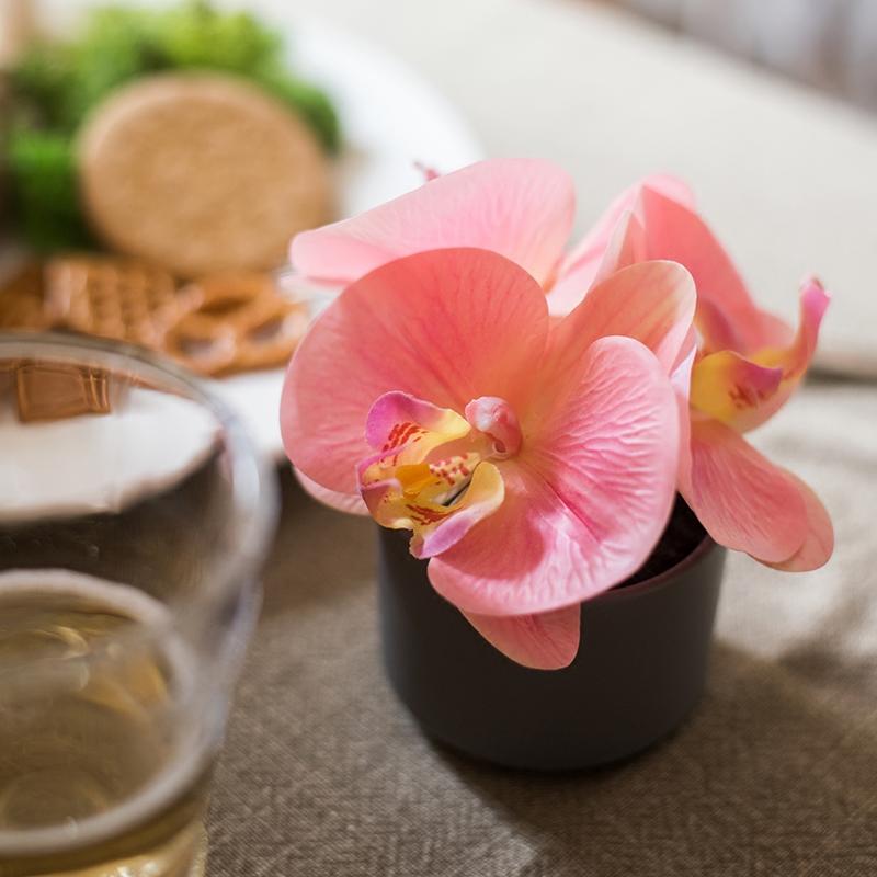 Artificial Flower Mini Real Touch Orchid in Peach Pink - RusticReach