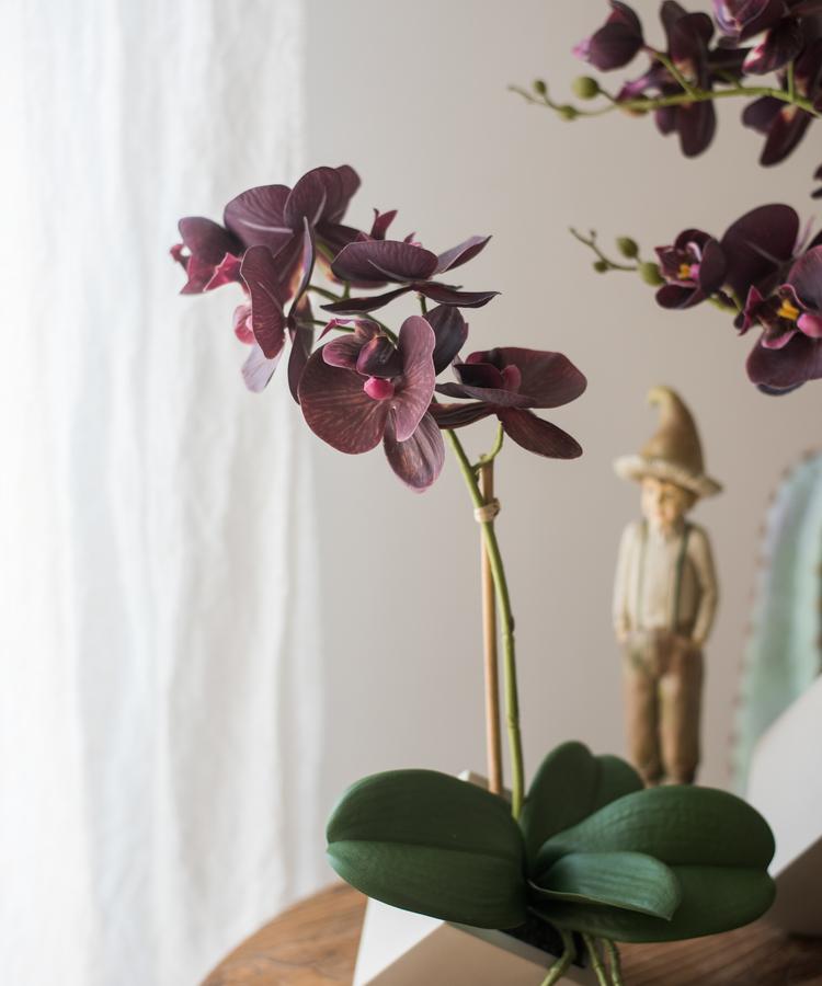 Artificial Silk Orchid Potted Flower Arrangement Purple - RusticReach