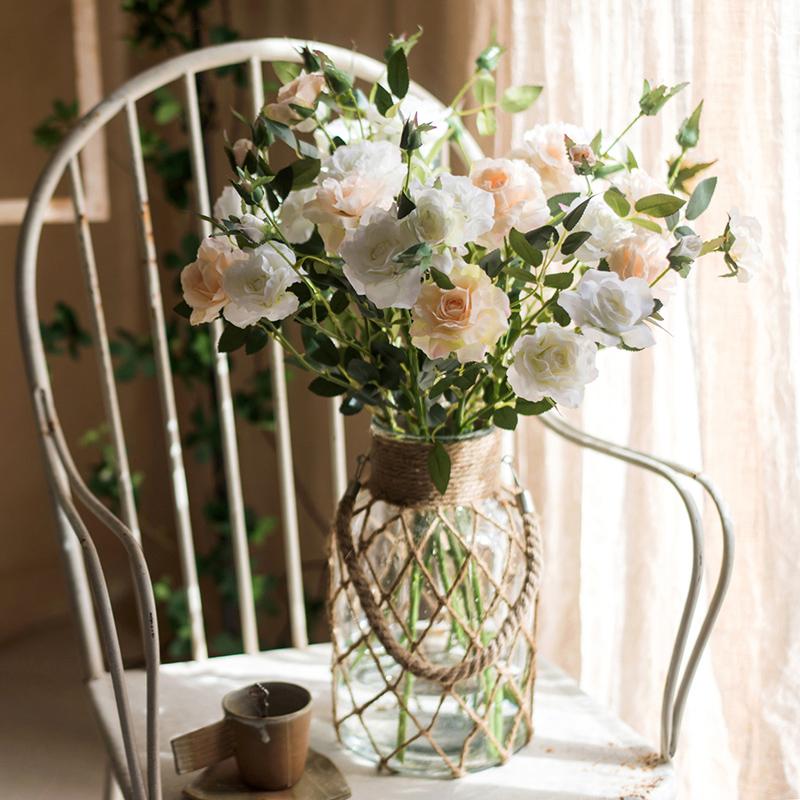 Artificial Faux Real Touch Blooming Rose Stem 25" Tall Silk - RusticReach