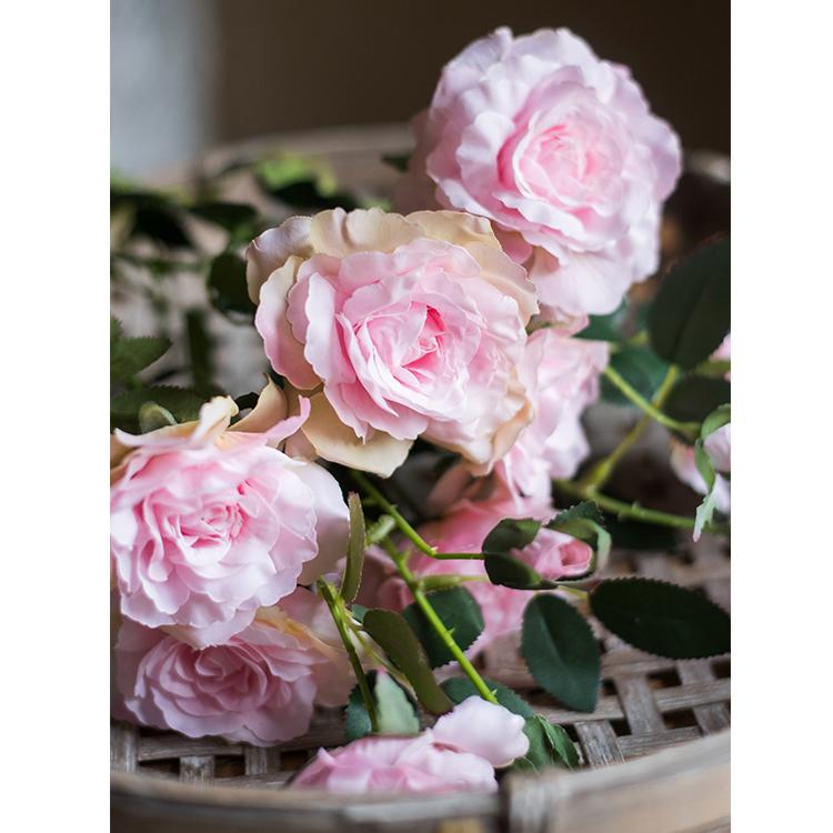 Faux Silk Real Touch Blooming Rose Stem in Pink 25" Tall - RusticReach