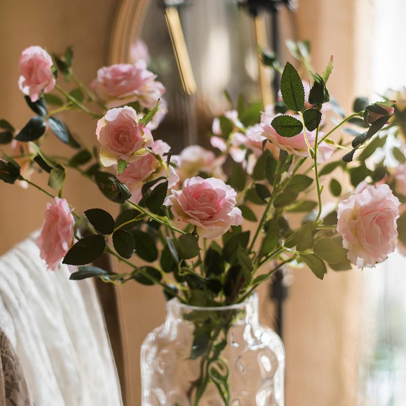 Faux Silk Real Touch Blooming Rose Stem in Pink 25" Tall - RusticReach