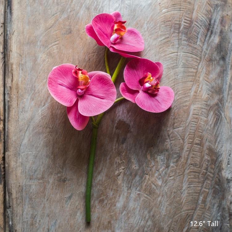 Real Touch Orchid Short Stem in Red and Purple 13" Tall RusticReach 