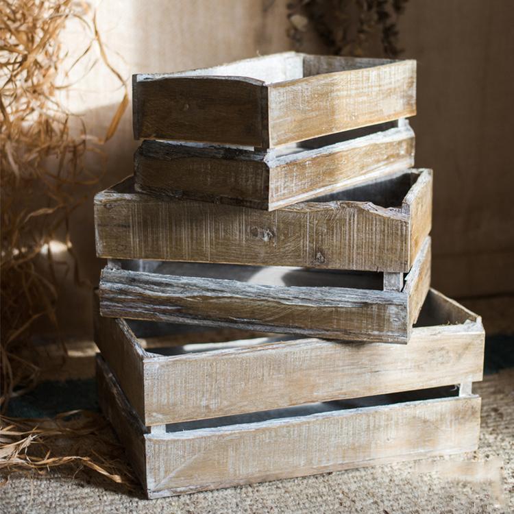 Rectangular Solid Wood Crates - RusticReach