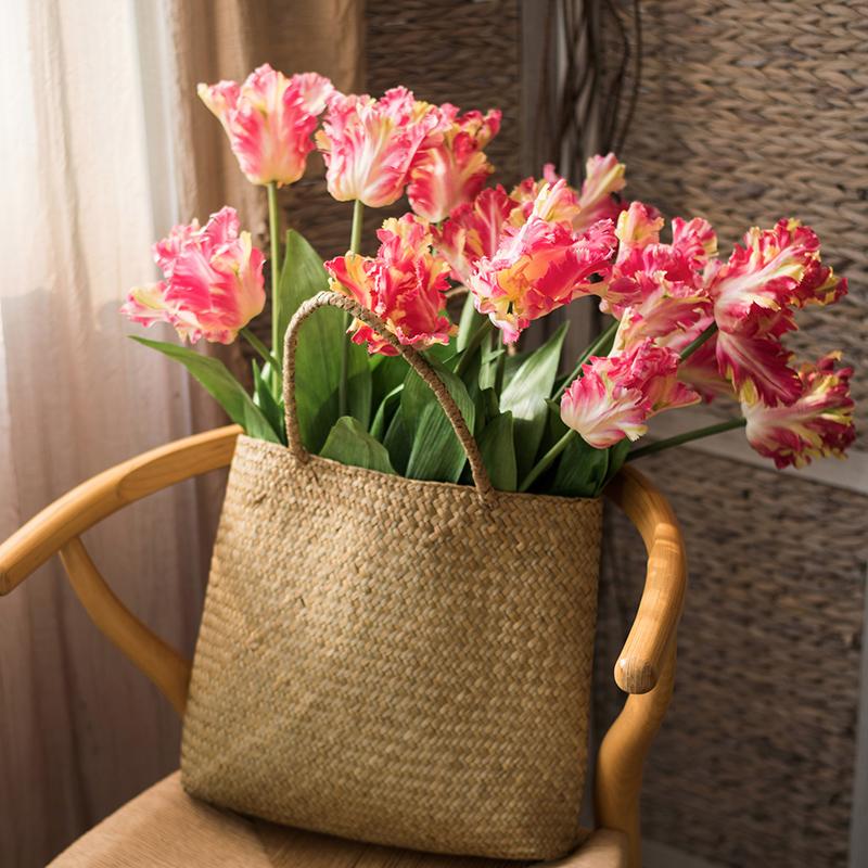 Faux Silk Flower Flame Tulip Stem 24" Tall - RusticReach