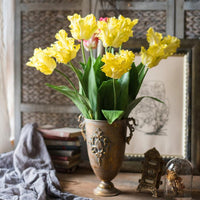 Silk Flower Flame Tulip Flower Stem in Yellow 24" Tall RusticReach 