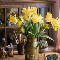 Silk Flower Flame Tulip Flower Stem in Yellow 24" Tall RusticReach 