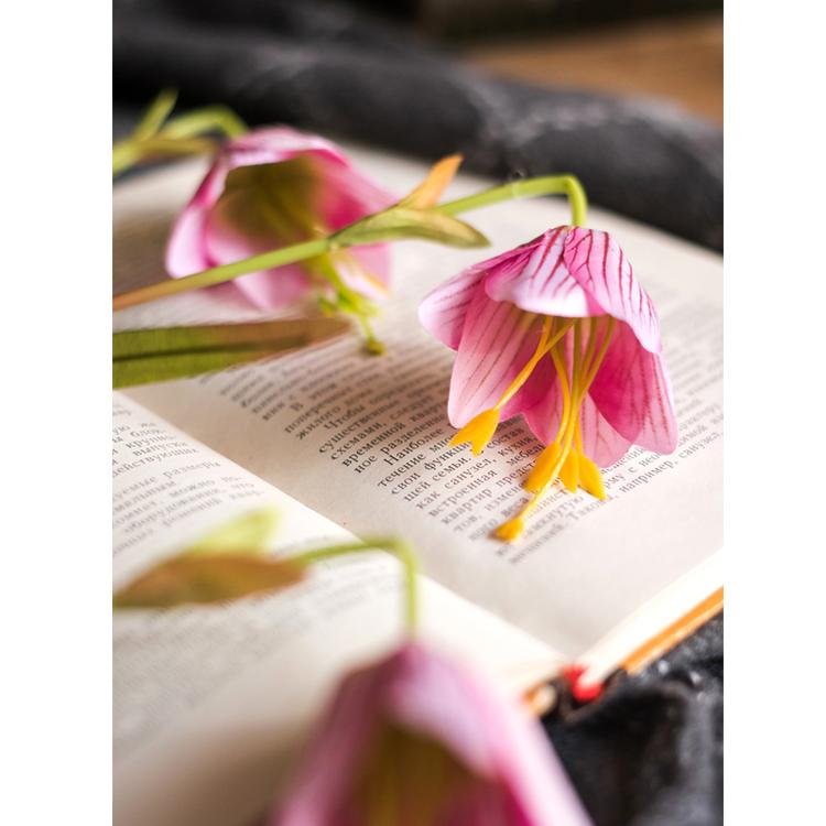 Silk Fritillaries Lily Flower Stem in Pink or Purple 26" Tall RusticReach 