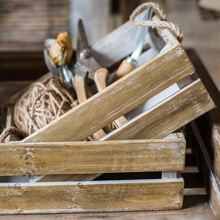 Solid Wood Crate With Rope Handles - RusticReach