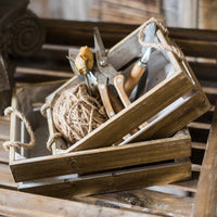 Solid Wood Crate With Rope Handles RusticReach 