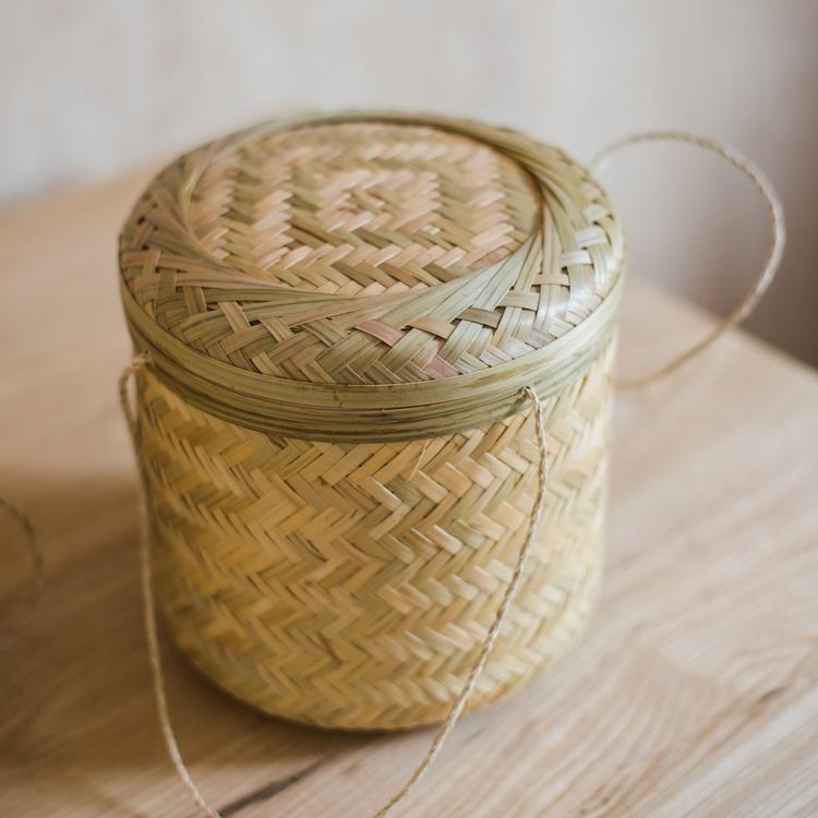 Southeast Asia Round Bamboo Tea Box Jar RusticReach 