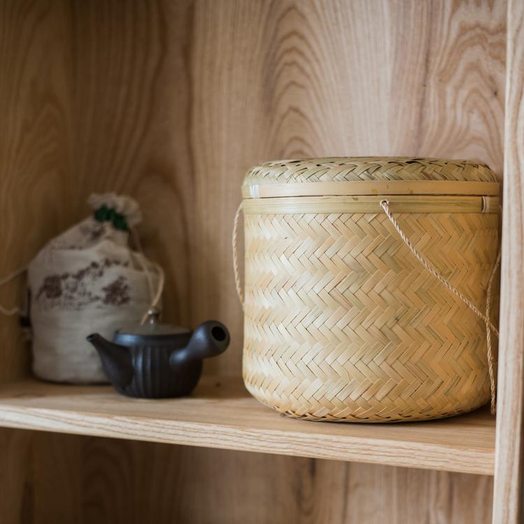 Southeast Asia Round Bamboo Tea Box Jar RusticReach 