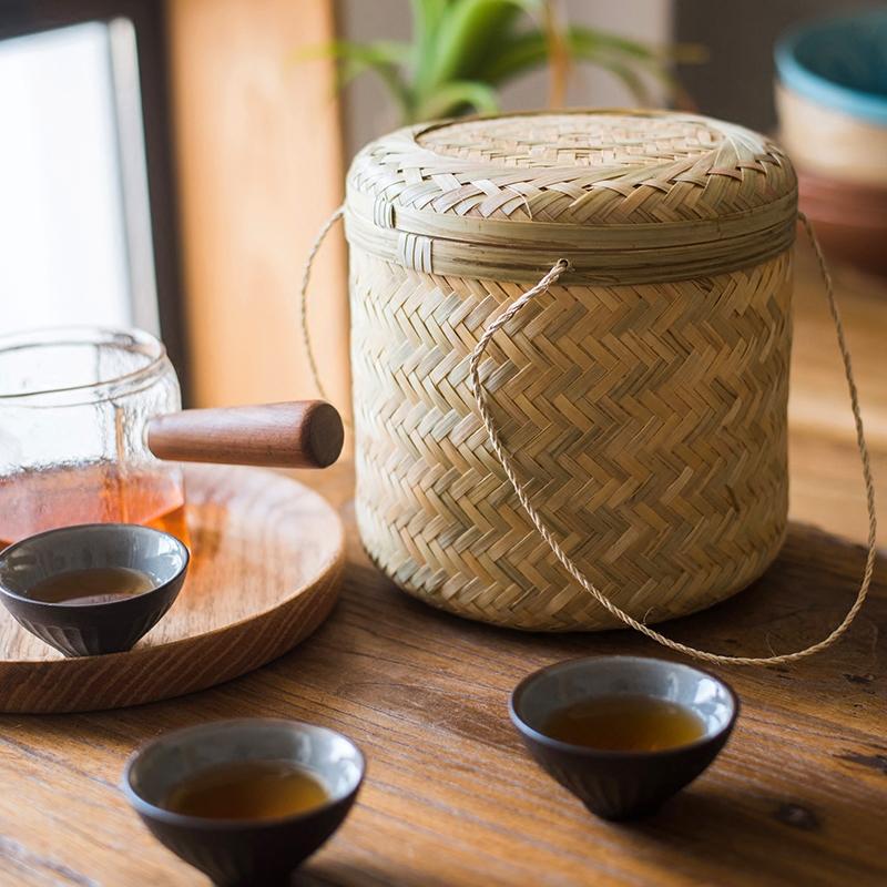 Southeast Asia Round Bamboo Tea Box Jar - RusticReach