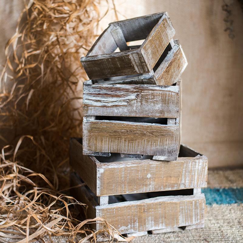 Square Cube Solid Wood Crates - RusticReach