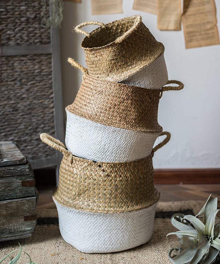 Straw Basket Pop Up Belly Basket - RusticReach