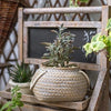 Tiny Ceramic Planter Hemp Bag Design with Rope Handles - RusticReach