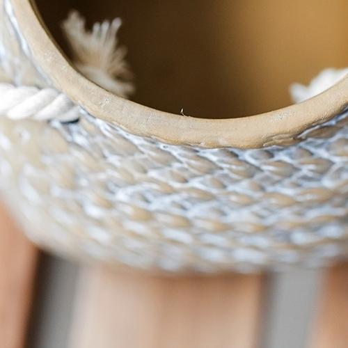 Tiny Ceramic Planter Hemp Bag Design with Rope Handles - RusticReach