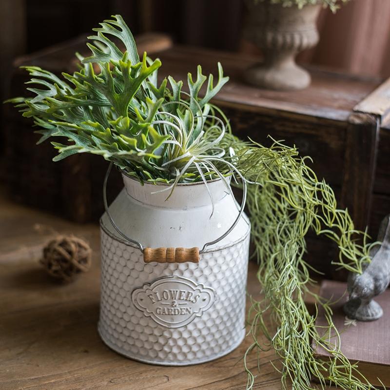White Small Iron Flower Garden Barrel - RusticReach