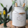 White Small Iron Flower Garden Barrel - RusticReach