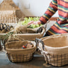 Wire Basket With Linen Liner Oval - RusticReach