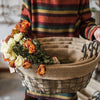 Wire Basket With Linen Liner Oval - RusticReach