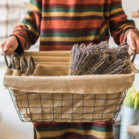Wire Basket With Linen Liner Rectangular - RusticReach