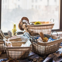 Wire Basket With Linen Liner Rectangular - RusticReach