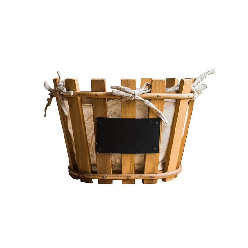 Wood Basket Linen Lining Handmade Basket with Chalkboard RusticReach 
