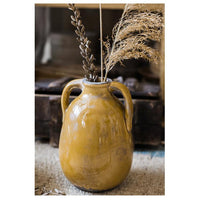 Yellow Glazed Ceramic Vase with Handles RusticReach 