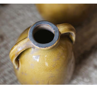 Yellow Glazed Ceramic Vase with Handles RusticReach 